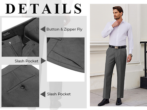 COOFANDY Men's Classic Fit Flat Front Dress Pants No Iron Premium Casual Pants Expandable Waist Suit Pants