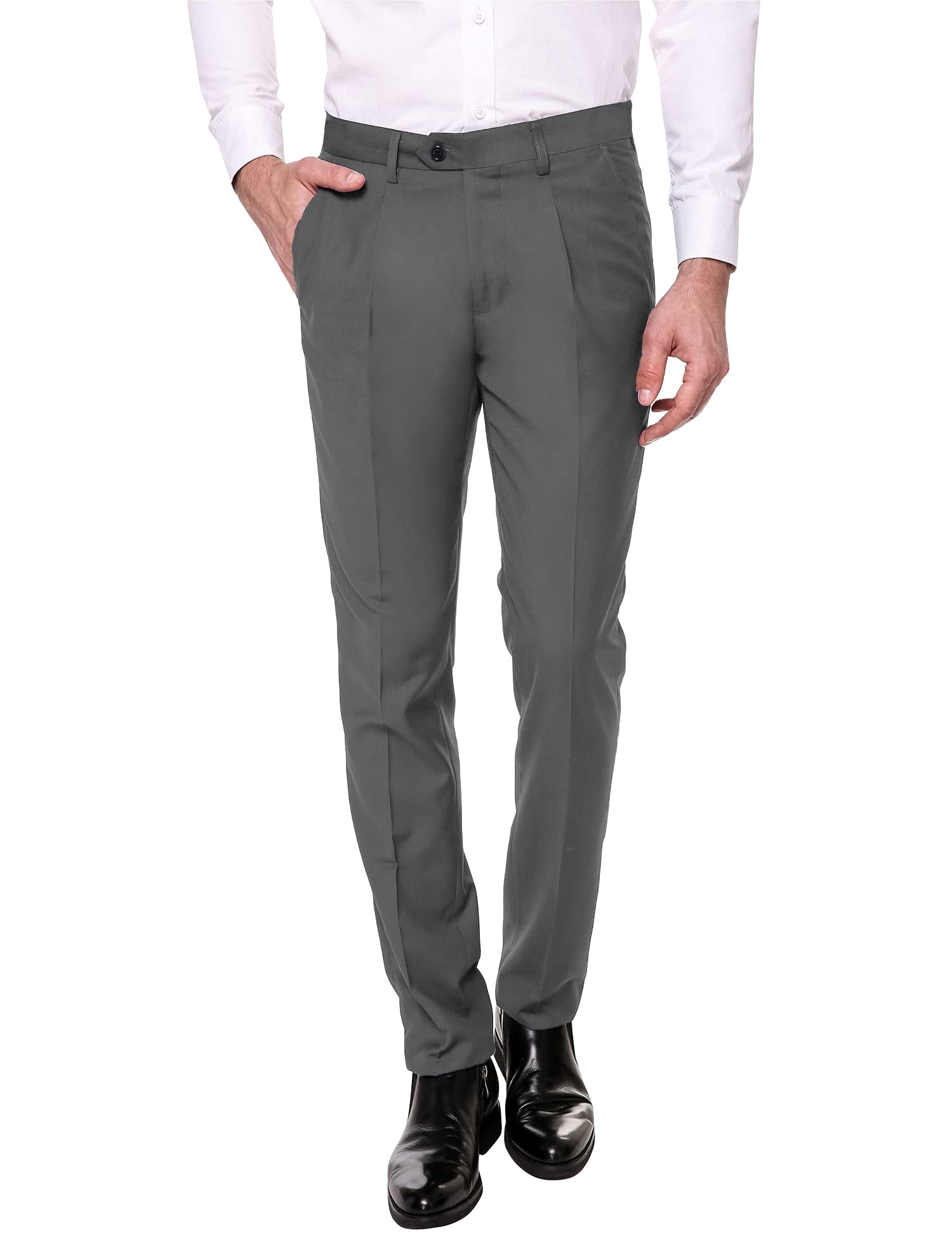 COOFANDY Men's Classic Fit Flat Front Dress Pants No Iron Premium Casual Pants Expandable Waist Suit Pants