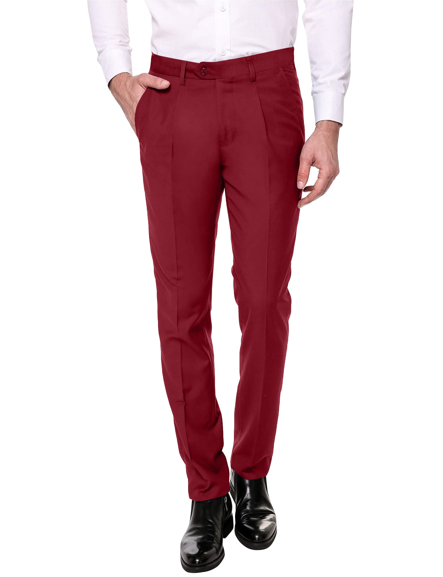COOFANDY Men's Classic Fit Flat Front Dress Pants No Iron Premium Casual Pants Expandable Waist Suit Pants