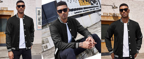 COOFANDY Mens Fashion Varsity Jackets Leather Sleeve Slim Fit College Baseball Letterman Bomber Coat S-XXL