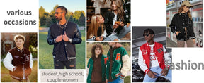 COOFANDY Mens Fashion Varsity Jackets Leather Sleeve Slim Fit College Baseball Letterman Bomber Coat S-XXL
