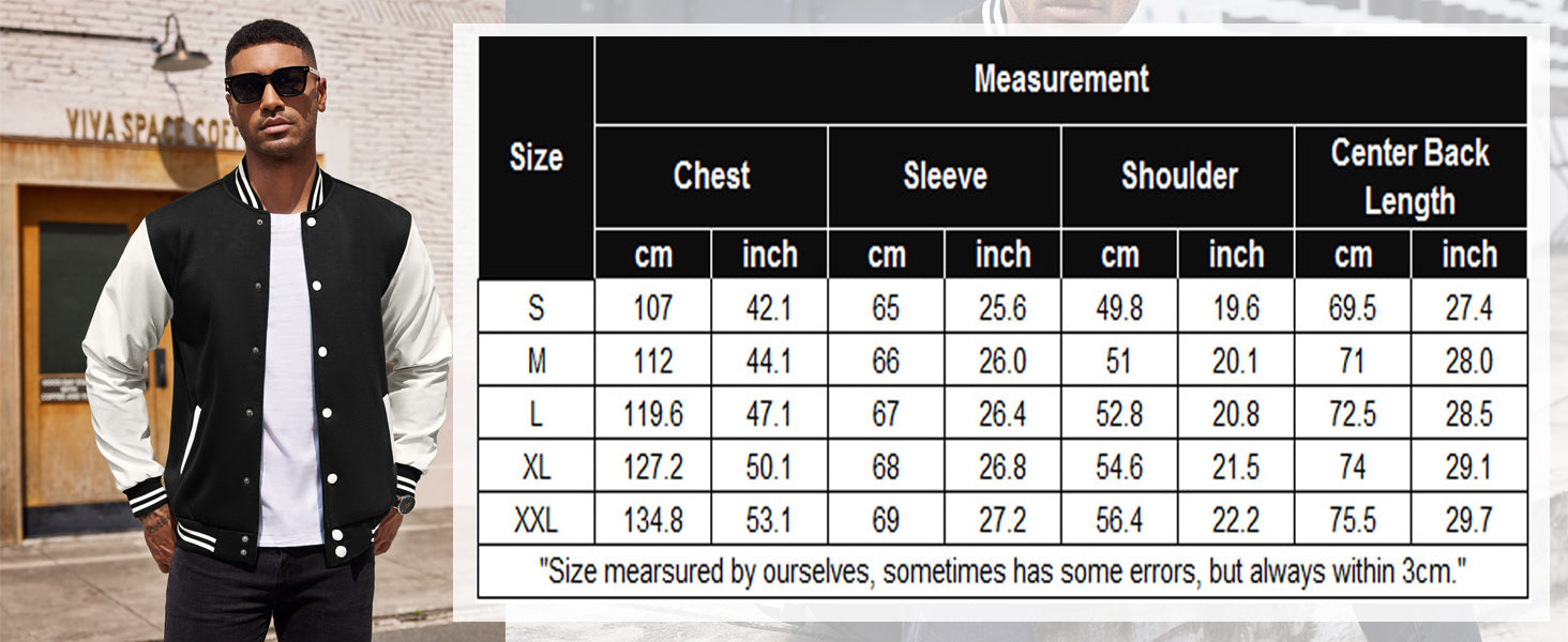 COOFANDY Mens Fashion Varsity Jackets Leather Sleeve Slim Fit College Baseball Letterman Bomber Coat S-XXL