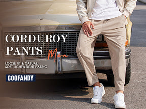 COOFANDY Men's Corduroy Pants Elastic Waist Drawstring Harem Pants Fashion Loose Casual Long Trousers with 4 Pockets