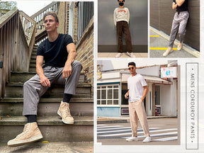 COOFANDY Men's Corduroy Pants Elastic Waist Drawstring Harem Pants Fashion Loose Casual Long Trousers with 4 Pockets