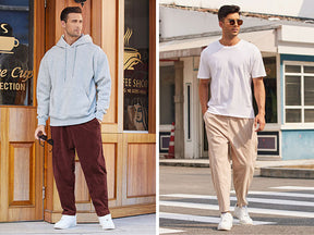 COOFANDY Men's Corduroy Pants Elastic Waist Drawstring Harem Pants Fashion Loose Casual Long Trousers with 4 Pockets
