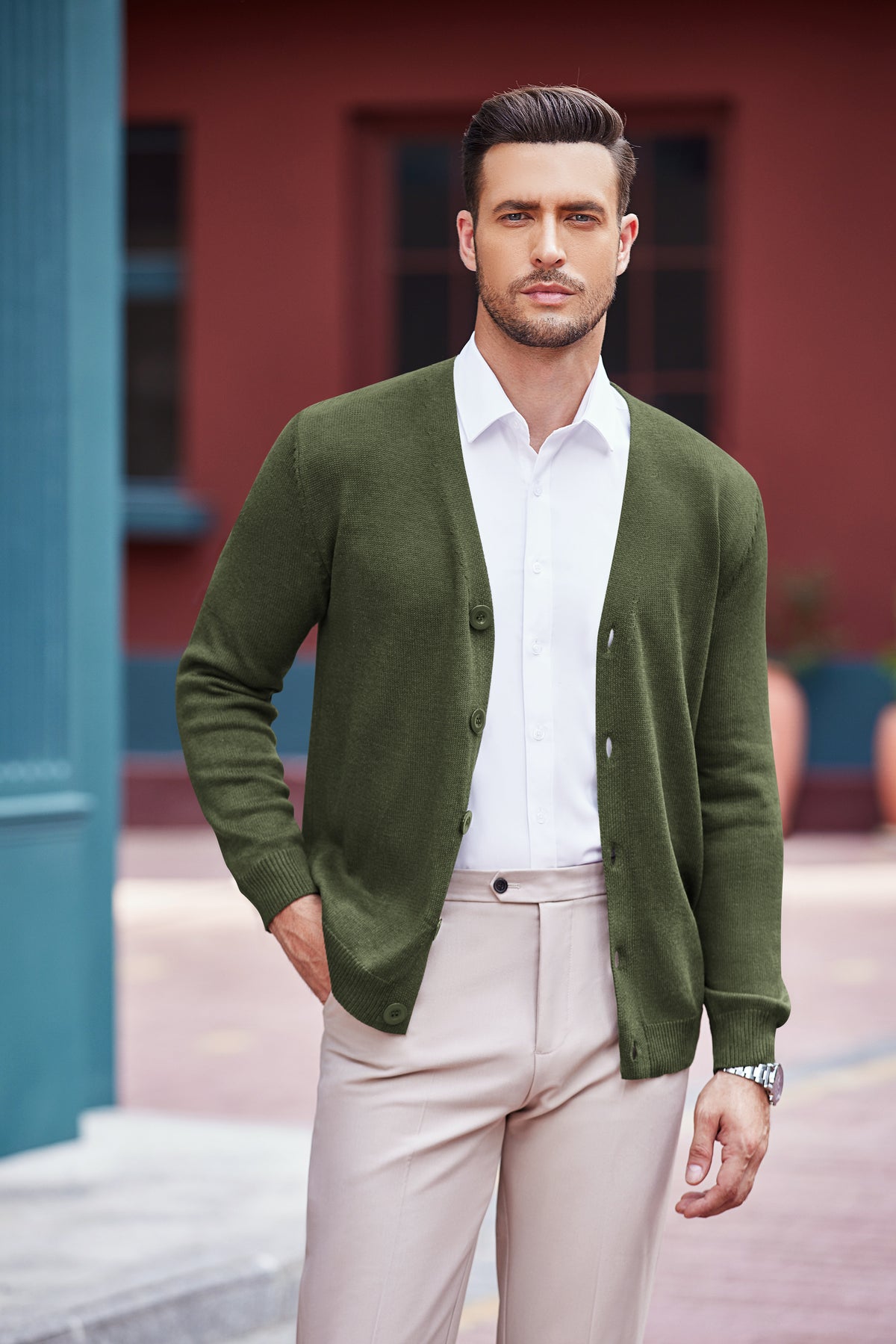 COOFANDY Men's V Neck Cardigan Sweater Casual Lightweight Button Down Knitted Cardigan Sweater