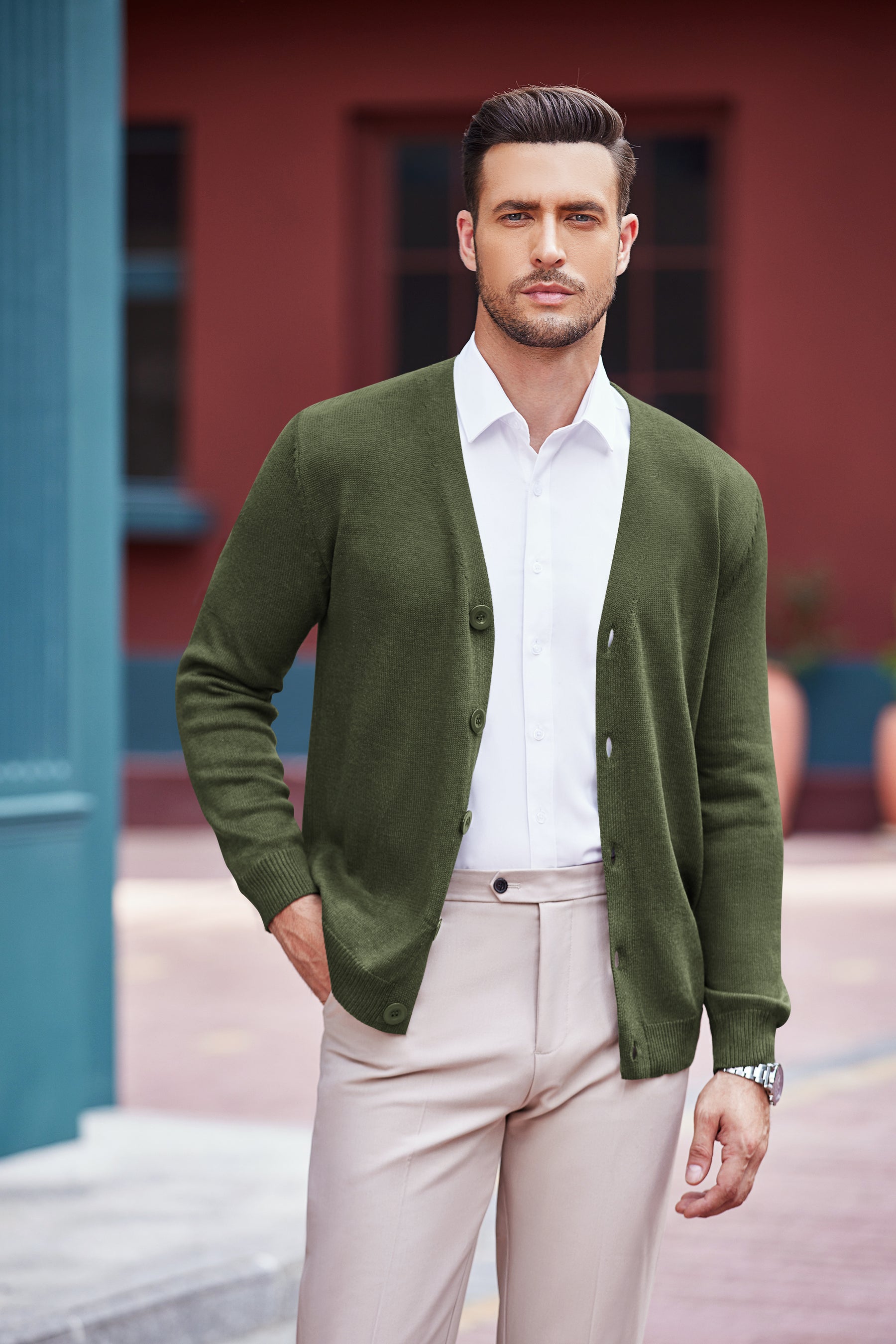 COOFANDY Men's V Neck Cardigan Sweater Casual Lightweight Button Down Knitted Cardigan Sweater
