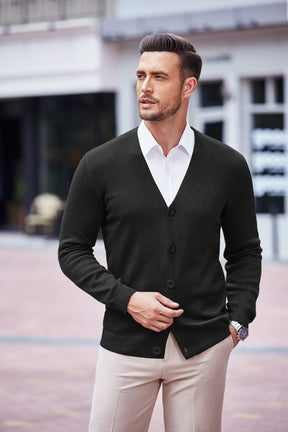 COOFANDY Men's V Neck Cardigan Sweater Casual Lightweight Button Down Knitted Cardigan Sweater
