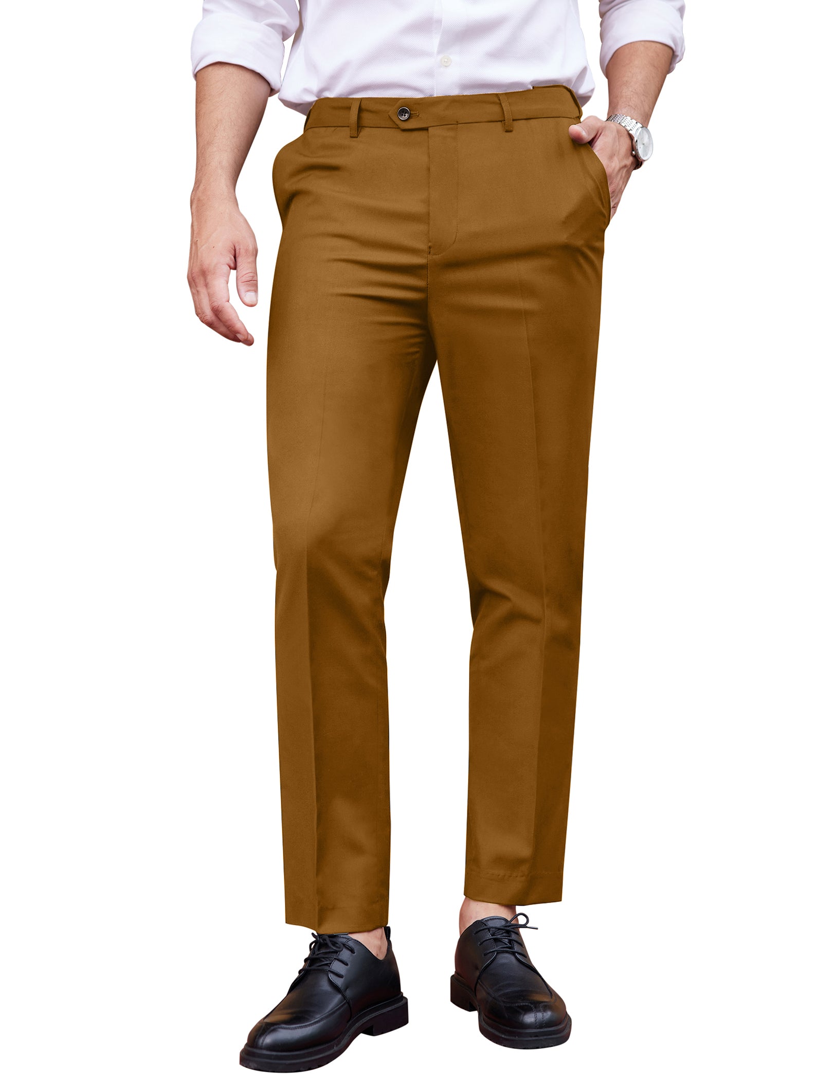 COOFANDY Men's Classic Fit Dress Pants Flat Front Straight Formal Pants Wrinkle Free Expandable Waist Suit Pants
