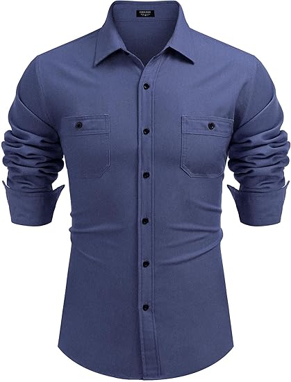 COOFANDY Mens Casual Button Down Shirts Long Sleeve Wrinkle Free Untucked Dress Shirts S-XXL