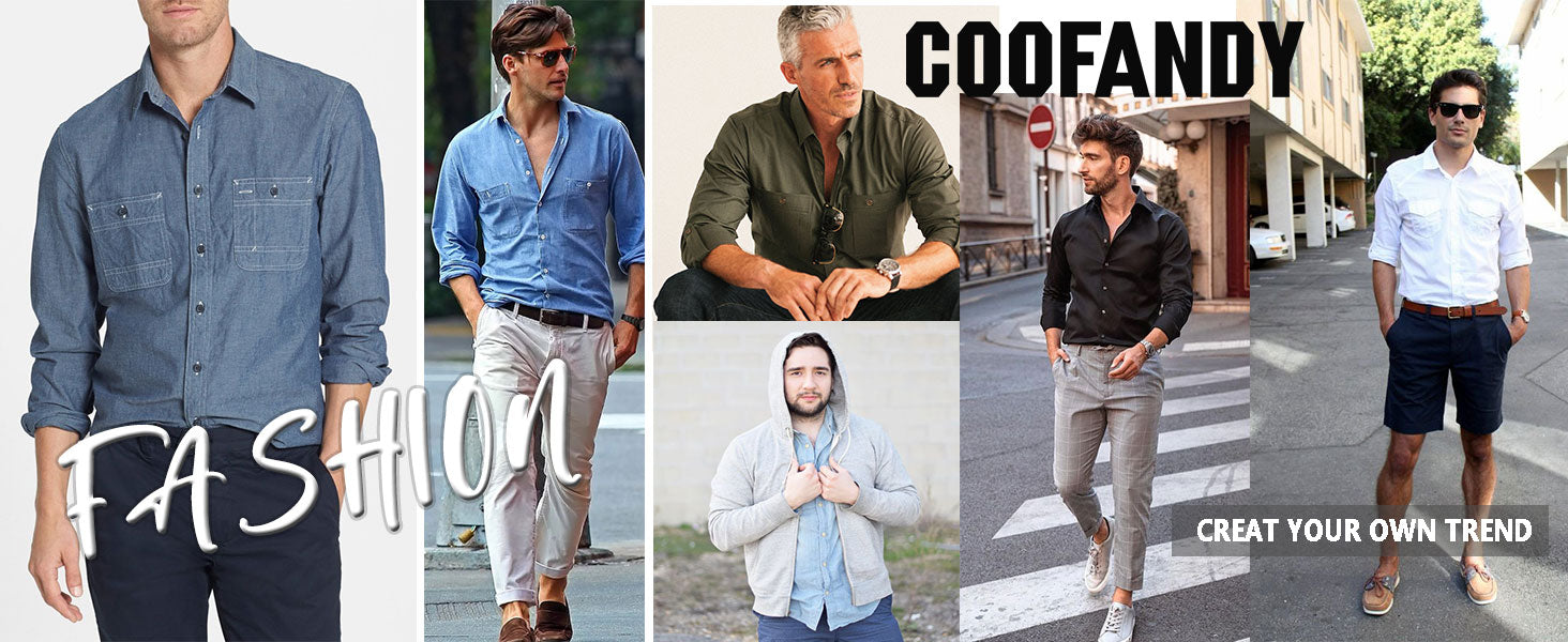 COOFANDY Mens Casual Button Down Shirts Long Sleeve Wrinkle Free Untucked Dress Shirts S-XXL