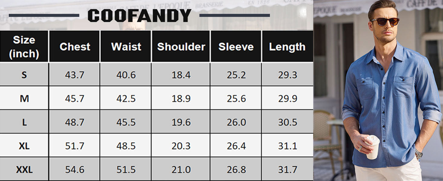 COOFANDY Mens Casual Button Down Shirts Long Sleeve Wrinkle Free Untucked Dress Shirts S-XXL