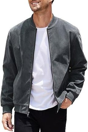 COOFANDY Men's Casual Varsity Jacket Vintage Lightweight Suede Bomber Jackets S-XXL
