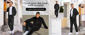COOFANDY Mens 2 Piece Velour Tracksuit Full Zip Jackets Pants Velvet Jogging Suits Sweatsuit Set S-XXL