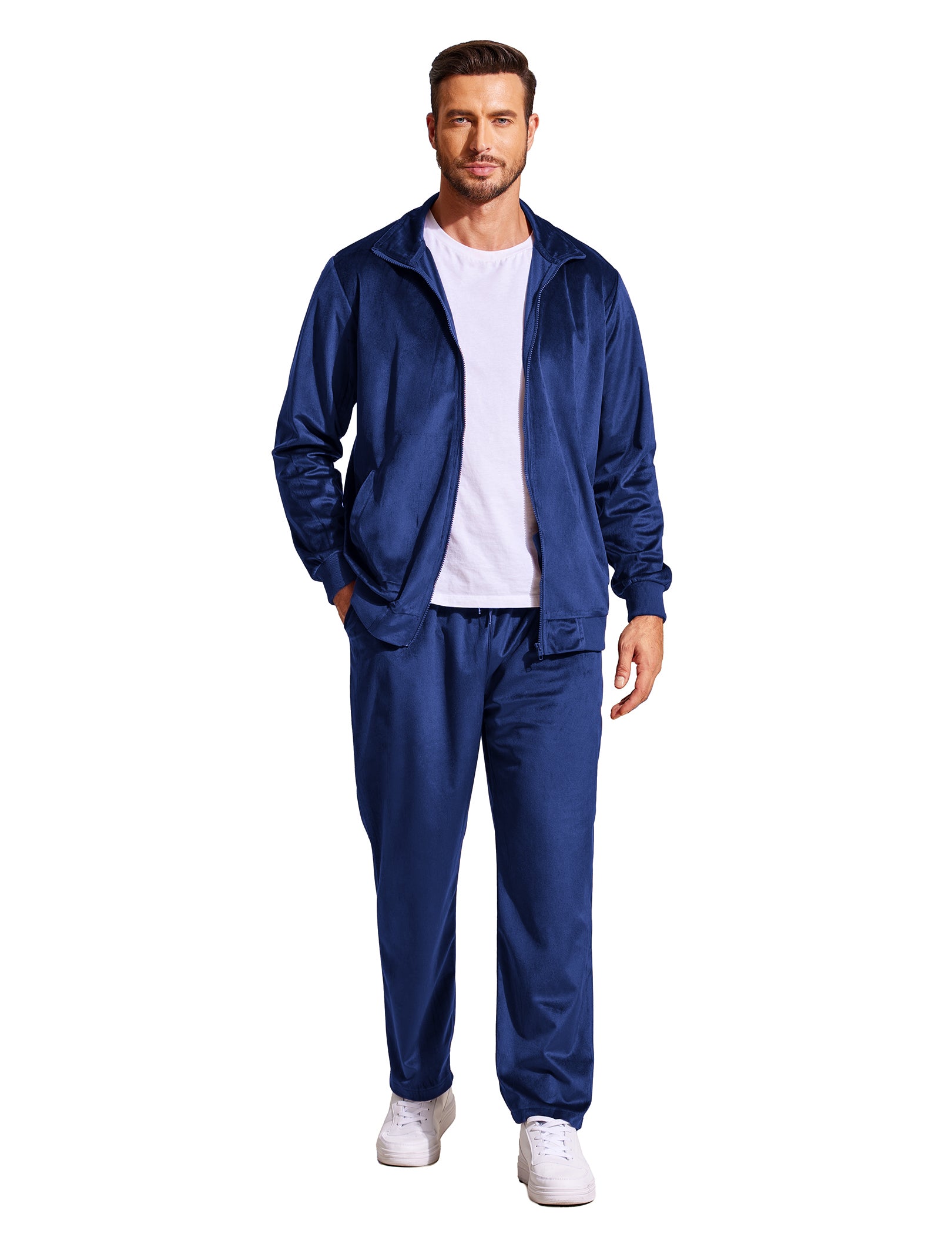 COOFANDY Mens 2 Piece Velour Tracksuit Full Zip Jackets Pants Velvet Jogging Suits Sweatsuit Set S-XXL