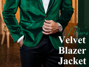 COOFANDY Men's Velvet Blazer One Button Velour Tuxedo Jacket Notched Lapel Suit Jackets for Prom Wedding Party Dinner