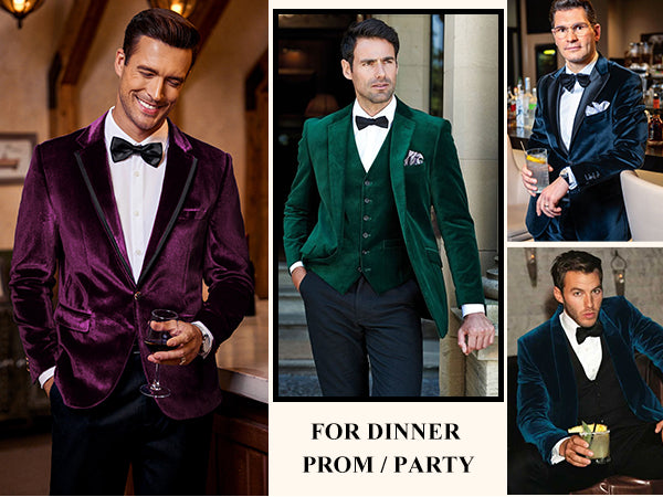 COOFANDY Men's Velvet Blazer One Button Velour Tuxedo Jacket Notched Lapel Suit Jackets for Prom Wedding Party Dinner
