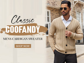 COOFANDY Men's Cardigan Sweater Cable Knit V Neck Button up Sweaters Ribbed Cardigan Sweater with Pockets