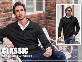 COOFANDY Mens Quarter Zip Sweatshirt Long Sleeve Casual Waffle Pullover Hoodies with Pocket