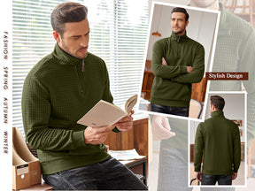 COOFANDY Mens Quarter Zip Sweatshirt Long Sleeve Casual Waffle Pullover Hoodies with Pocket