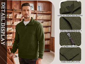 COOFANDY Mens Quarter Zip Sweatshirt Long Sleeve Casual Waffle Pullover Hoodies with Pocket