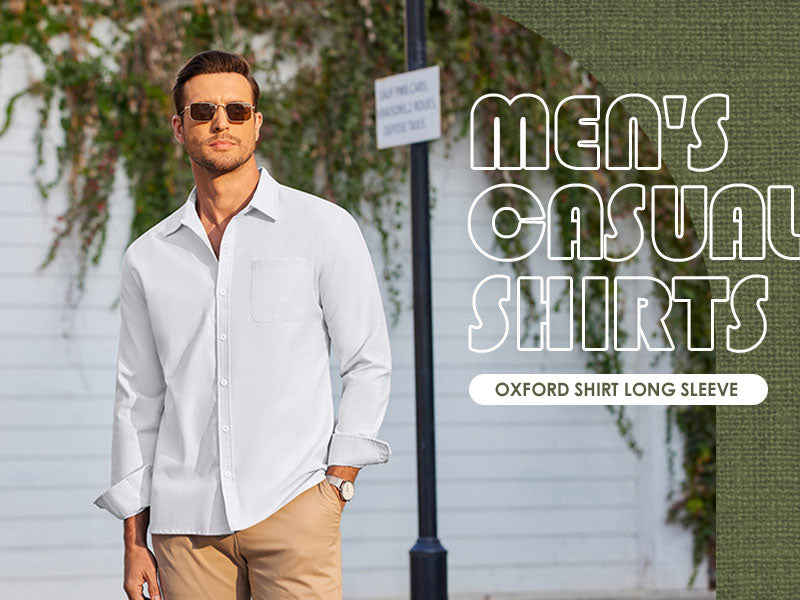 COOFANDY Men's Oxford Shirt Long Sleeve Casual Button Down Shirts Regular Fit Dress Shirts