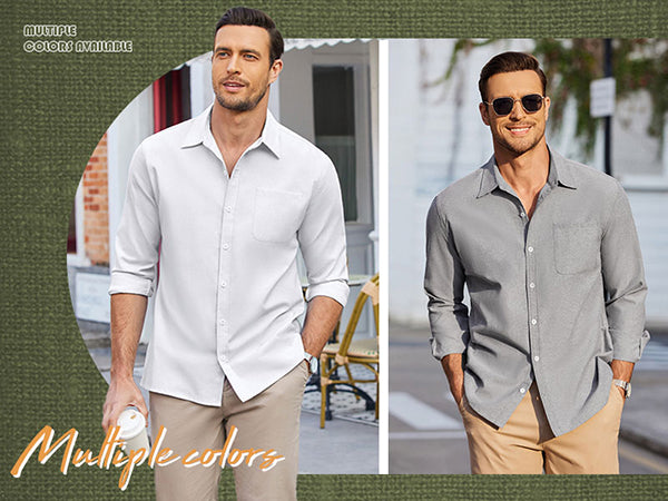 COOFANDY Men's Oxford Shirt Long Sleeve Casual Button Down Shirts Regular Fit Dress Shirts