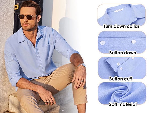 COOFANDY Men's Oxford Shirt Long Sleeve Casual Button Down Shirts Regular Fit Dress Shirts