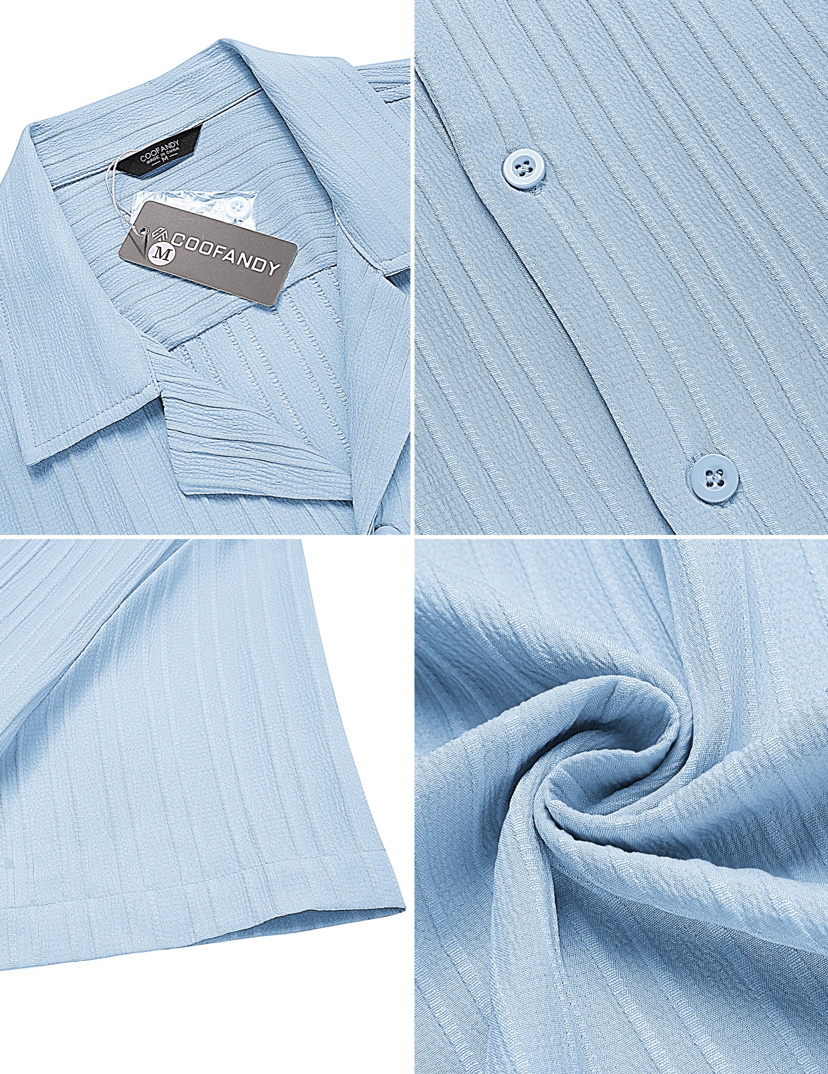 COOFANDY Men's Casual Short Sleeve Button Down Fashion Textured Summer Beach Shirt