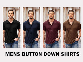 COOFANDY Mens Knit Button Down Short Sleeve Button Up Shirt Summer Casual Beach Tops