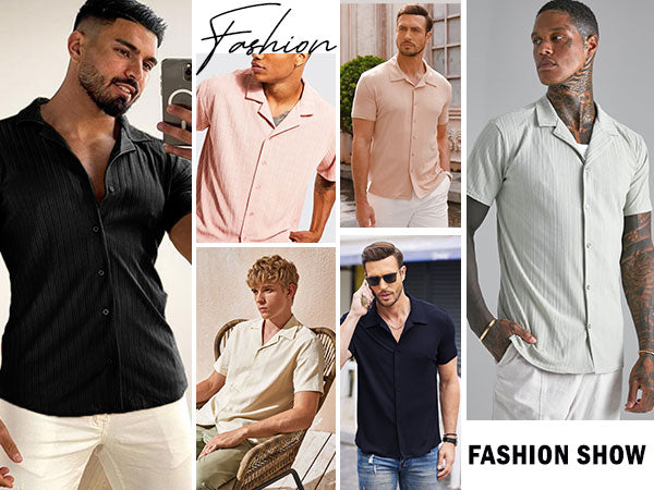COOFANDY Mens Knit Button Down Short Sleeve Button Up Shirt Summer Casual Beach Tops