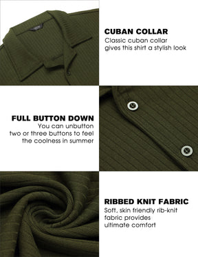 COOFANDY Mens Knit Button Down Short Sleeve Button Up Shirt Summer Casual Beach Tops