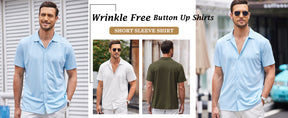 COOFANDY Mens Casual Button Down Shirt Short Sleeve Wrinkle Free Shirts Summer Shirt S-4XL