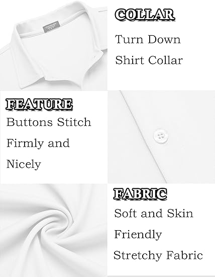 COOFANDY Mens Casual Button Down Shirt Short Sleeve Wrinkle Free Shirts Summer Shirt S-4XL