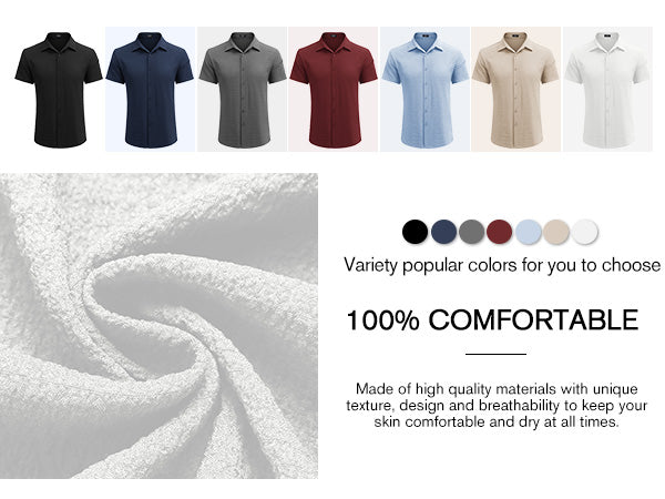 COOFANDY Men's Casual Short Sleeve Button Down Shirt Textured Summer Beach Shirt