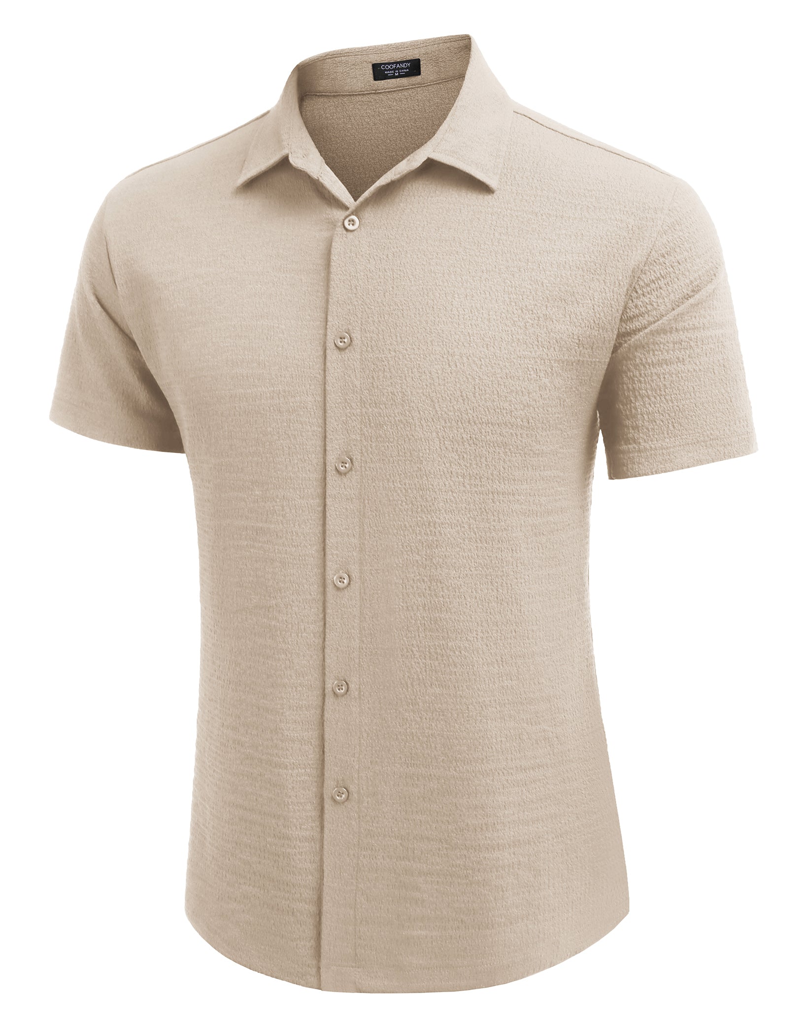 COOFANDY Men's Casual Short Sleeve Button Down Shirt Textured Summer Beach Shirt