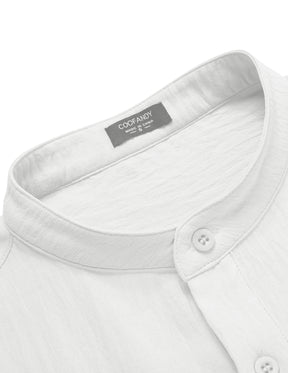 COOFANDY Men's Casual Henley Band Collar Short Sleeve Summer Beach Hippie Shirt