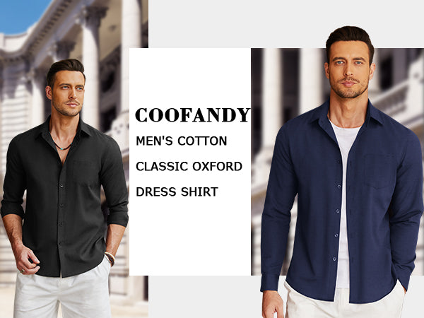 COOFANDY Men's Long Sleeve Button Down Casual Untucked Regular-Fit Oxford Dress Shirts