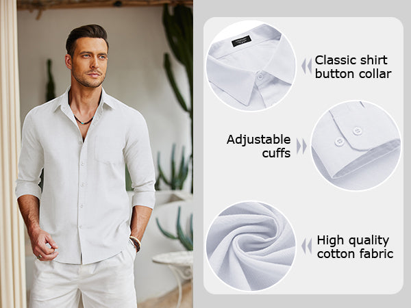 COOFANDY Men's Long Sleeve Button Down Casual Untucked Regular-Fit Oxford Dress Shirts