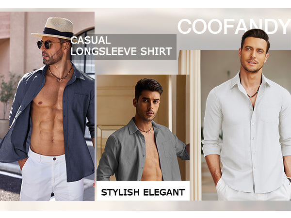 COOFANDY Men's Long Sleeve Button Down Casual Untucked Regular-Fit Oxford Dress Shirts