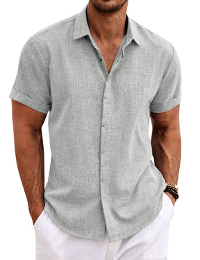 COOFANDY Men's Linen Short Sleeve Casual Button Down Shirt