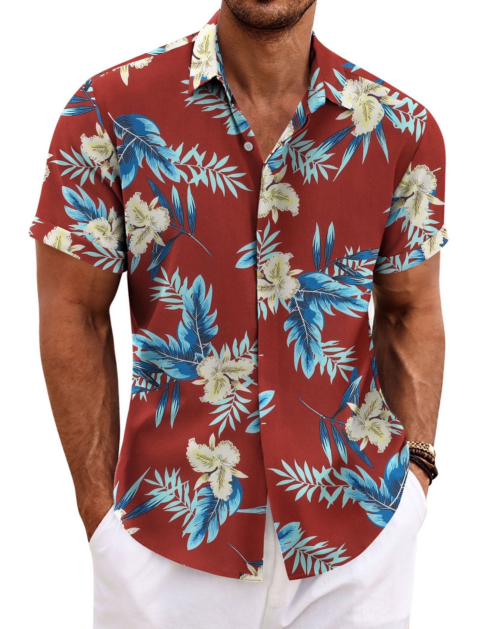 COOFANDY Men's Linen Short Sleeve Casual Button Down Shirt