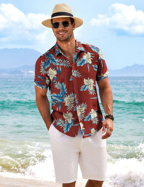 COOFANDY Men's Linen Short Sleeve Casual Button Down Shirt