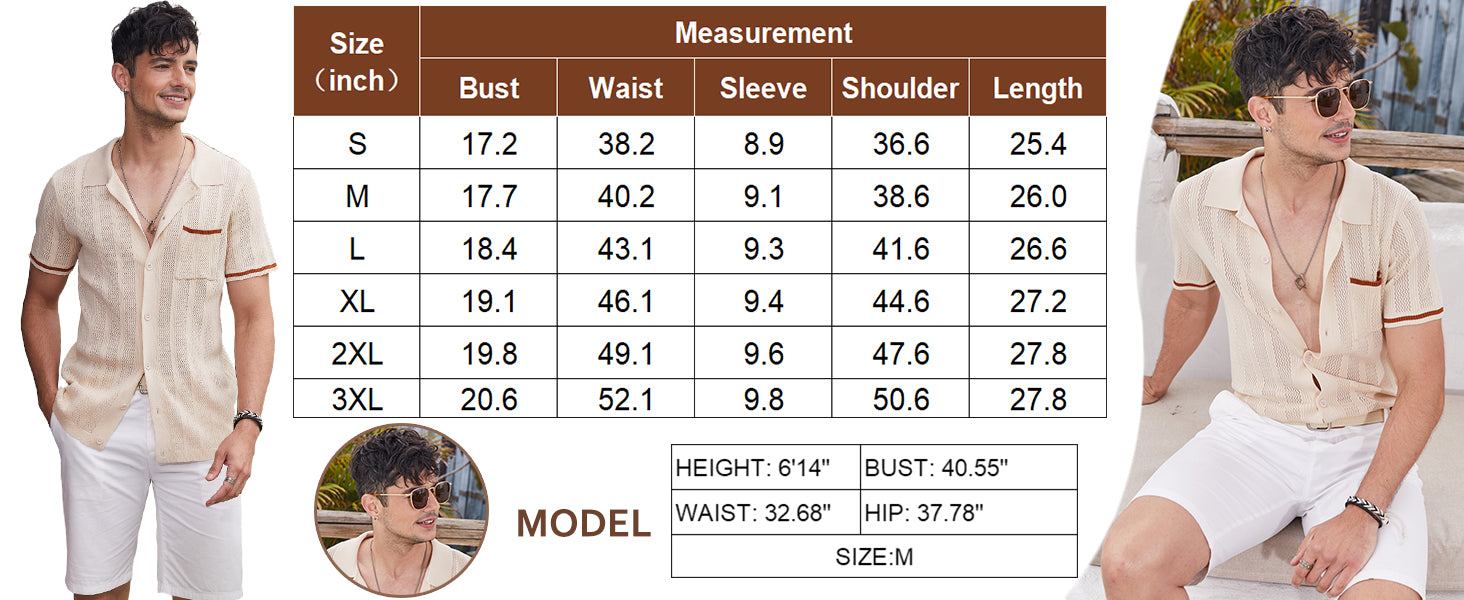 COOFANDY Men's Knit Button Down Shirt 2025 Vintage Short Sleeve Polo Shirt Casual Beach Tops S-XXL