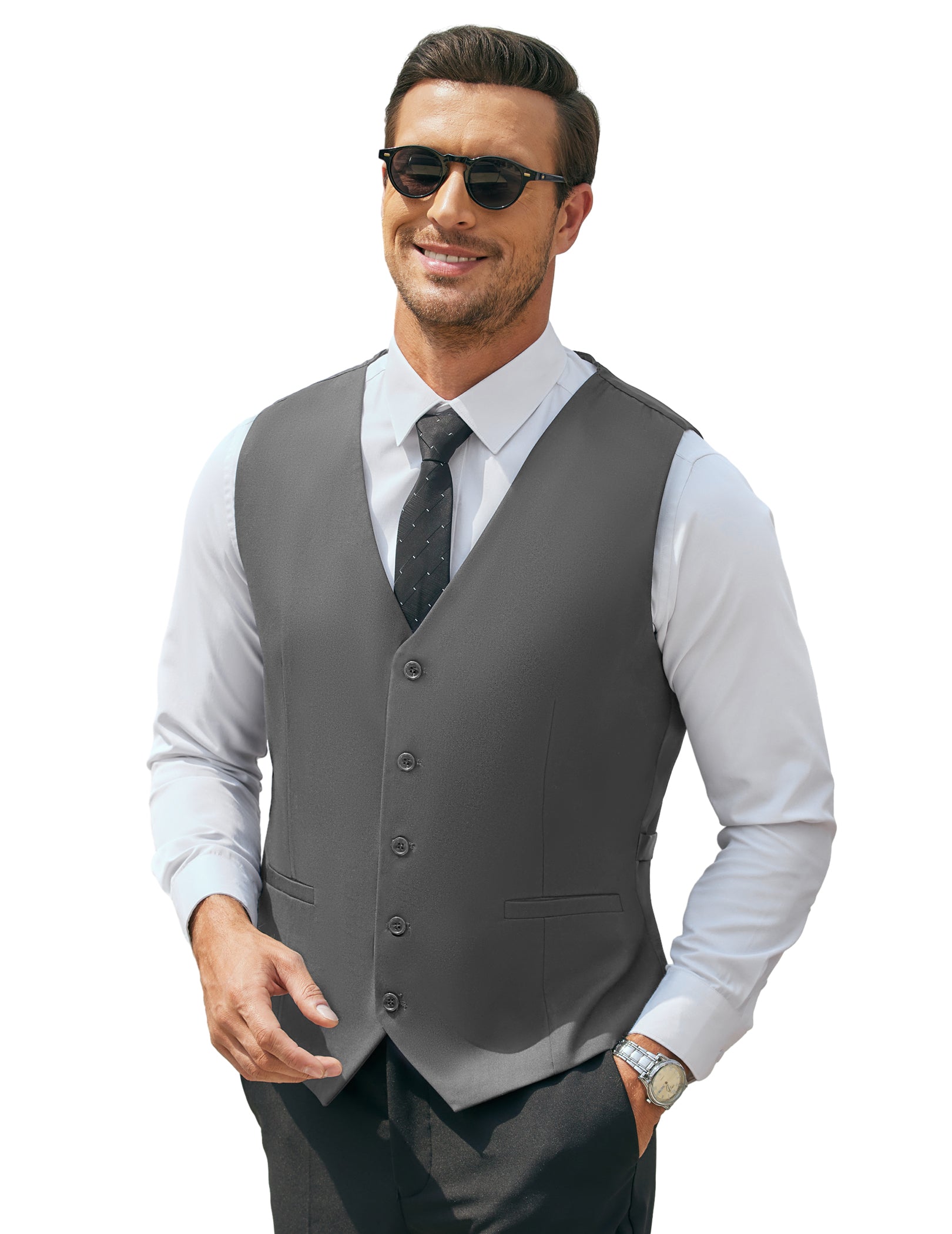 COOFANDY Men's Business Suit Vest Casual Dress Vest Slim Fit Formal Waistcoat