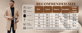 COOFANDY Mens Wool Blend Coat Winter Trench Coats Notched Lapel Collar Single Breasted Overcoat Classic Peacoat With Pockets S-XXL