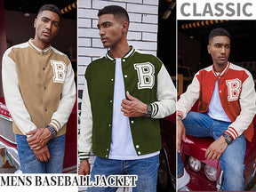 COOFANDY Men's Varsity Jacket Wool Blend Letterman Bomber Jacket Baseball Lightweight Jacket S-XXL