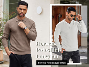COOFANDY Men's Knit Polo Shirts Long Sleeve Sweater Polo Lightweight Fashion Casual Collared T Shirts