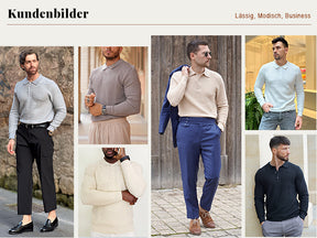 COOFANDY Men's Knit Polo Shirts Long Sleeve Sweater Polo Lightweight Fashion Casual Collared T Shirts