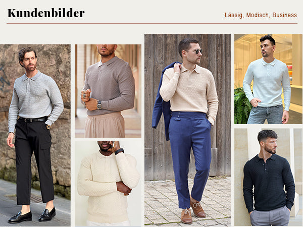COOFANDY Men's Knit Polo Shirts Long Sleeve Sweater Polo Lightweight Fashion Casual Collared T Shirts